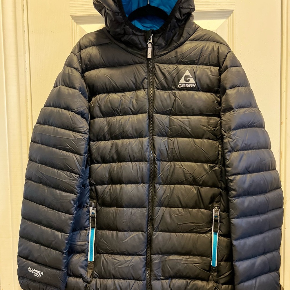 Gerry Weber Black and Blue Puffer Coat L 14/16